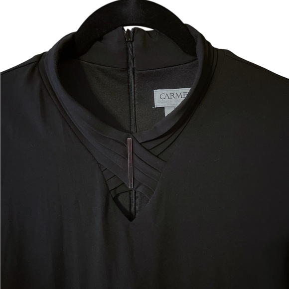Carmen Marc Valvo Sleeveless Black Mock Neck Blouse - Picture 4 of 5